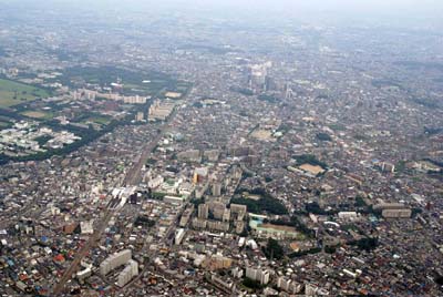 市役所周辺の航空写真